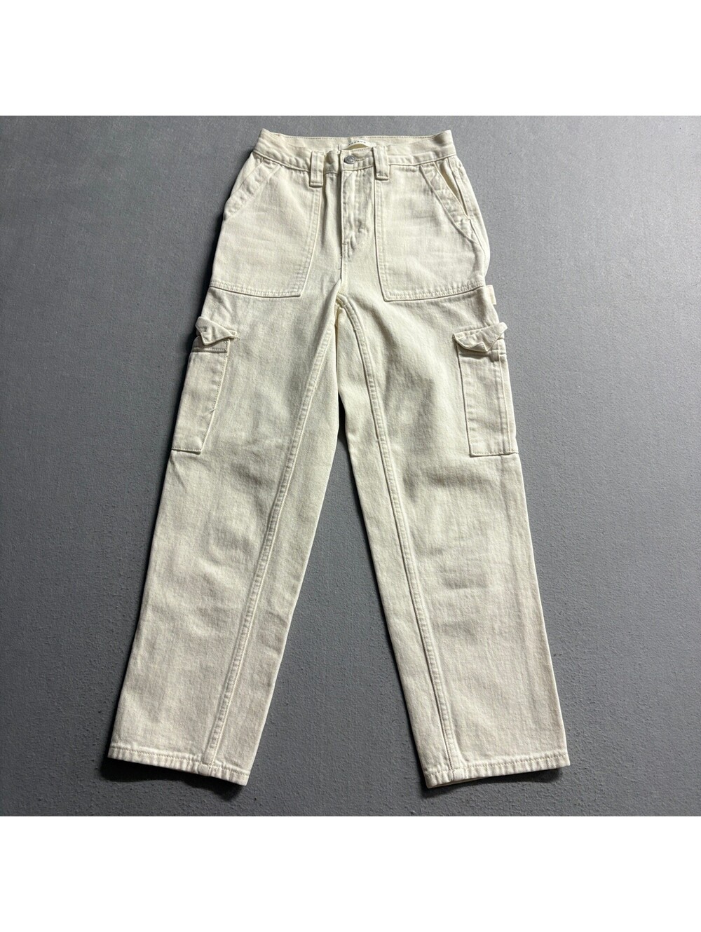PacSun Womens Cargo Utility Pants Size 23 Cream Off White Denim Straight Leg